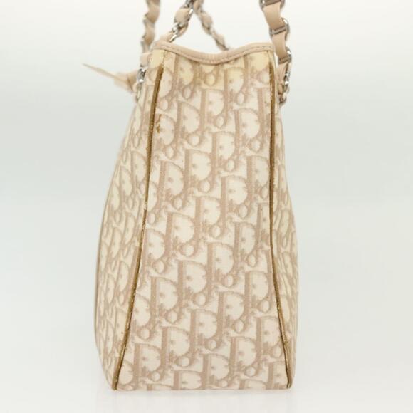 DIOR Trotter Canvas Romantic Chain Tote Bag Pvc Beige - Picture 4 of 12